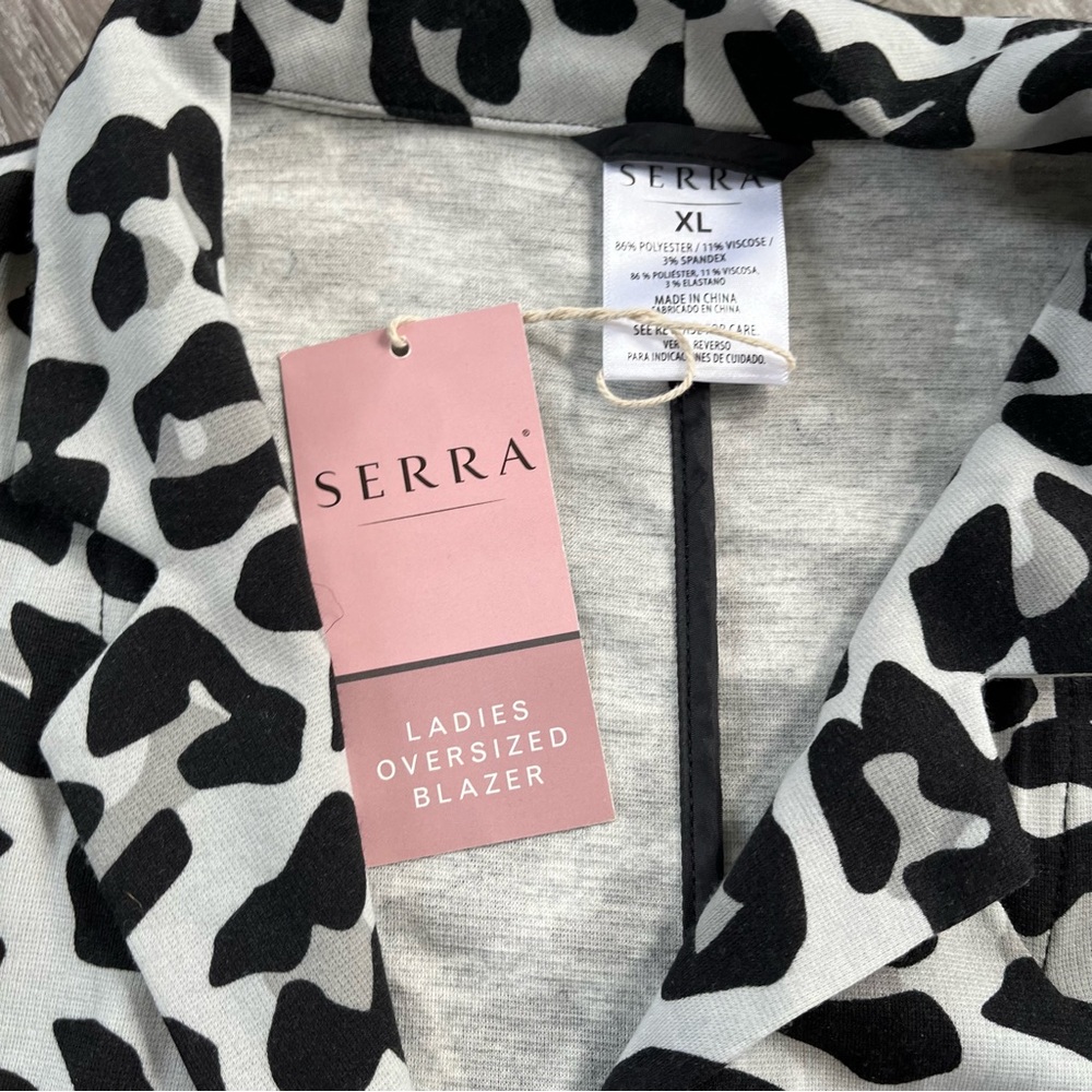 Serra Black and Gray Leopard Print Oversized Blazer - Picture 3 of 4